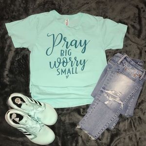 Pray More Worry Less Top Mint Green XS NWT